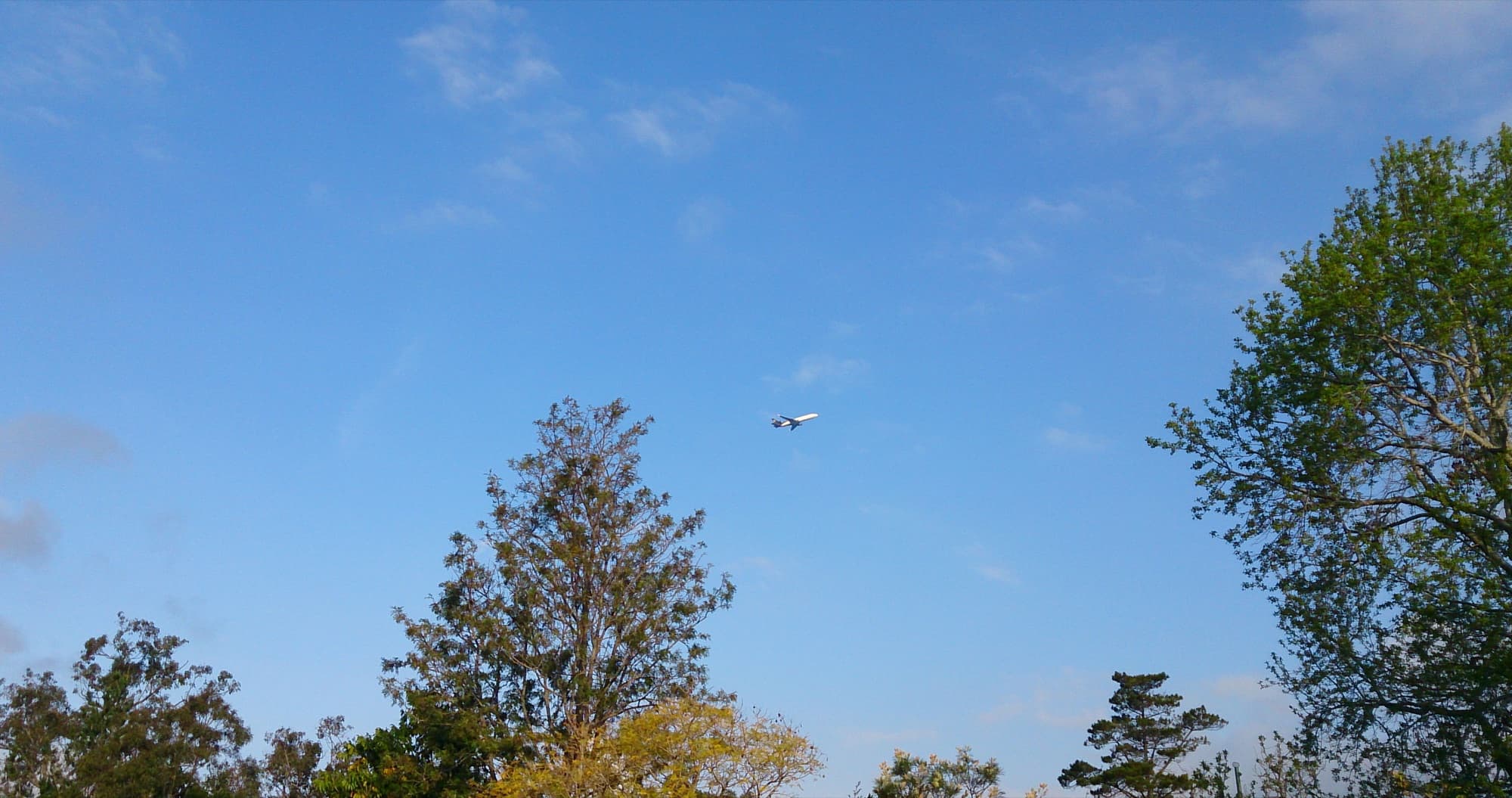 An aircraft climbing through a dusk sky